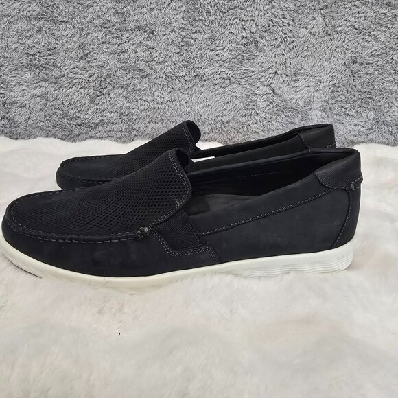 Ecco Men's S Lite Black Nubuck Leather Slip On Moc Shoe Sizes  NEW Resort Prep - Picture 2 of 9